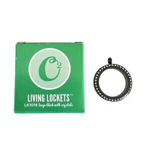 Authentic Origami Owl LK1018 Large Black Crystal Hinge Closure Locket new